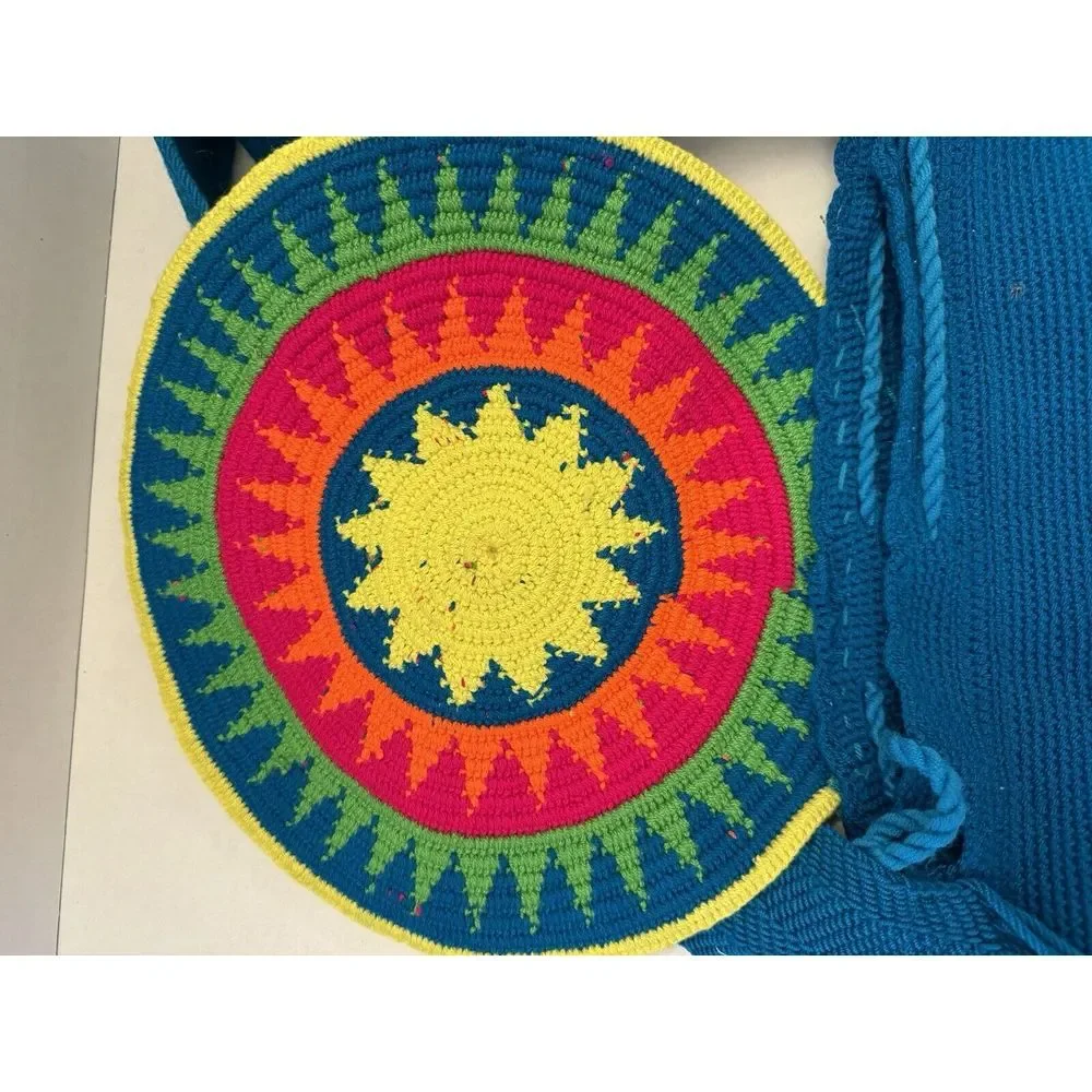 Round Knit‎ Purse Colorful Geometric Mandala Festival